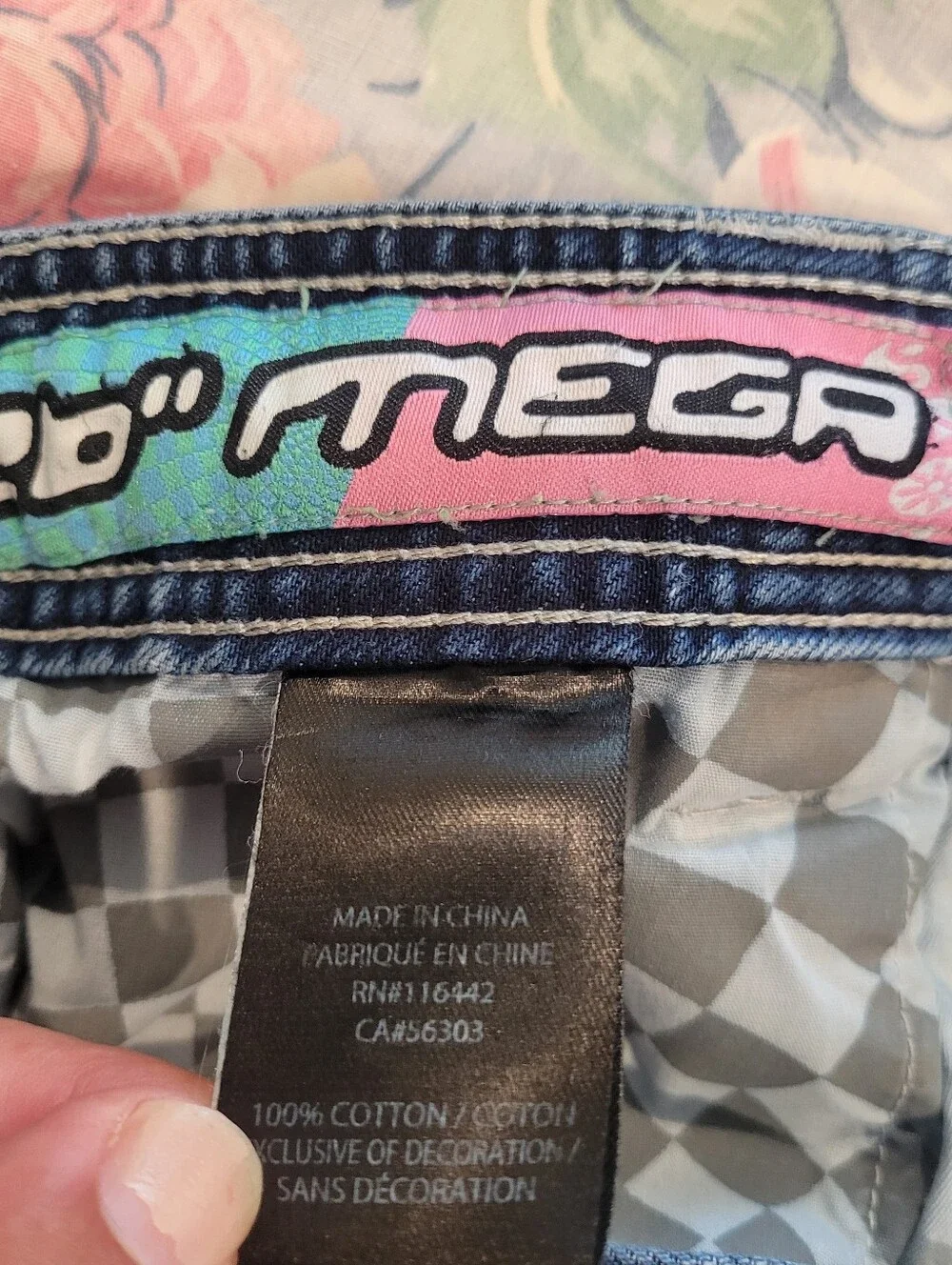 A.LAB Mega Rave 26 Inch Wide Leg Blue Jeans Size 30 Embroidered Cartoon Raver